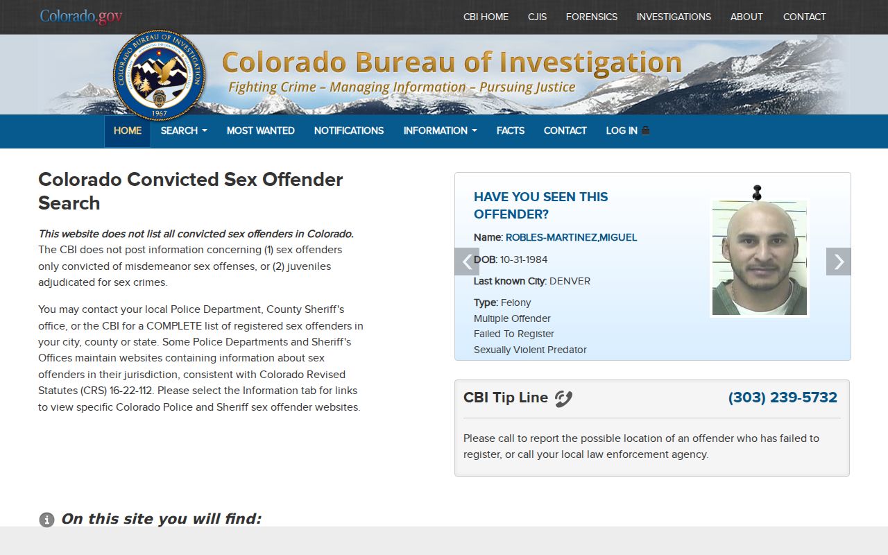 Hinsdale County arrest records and court charges Colorado sex offender registry entry point