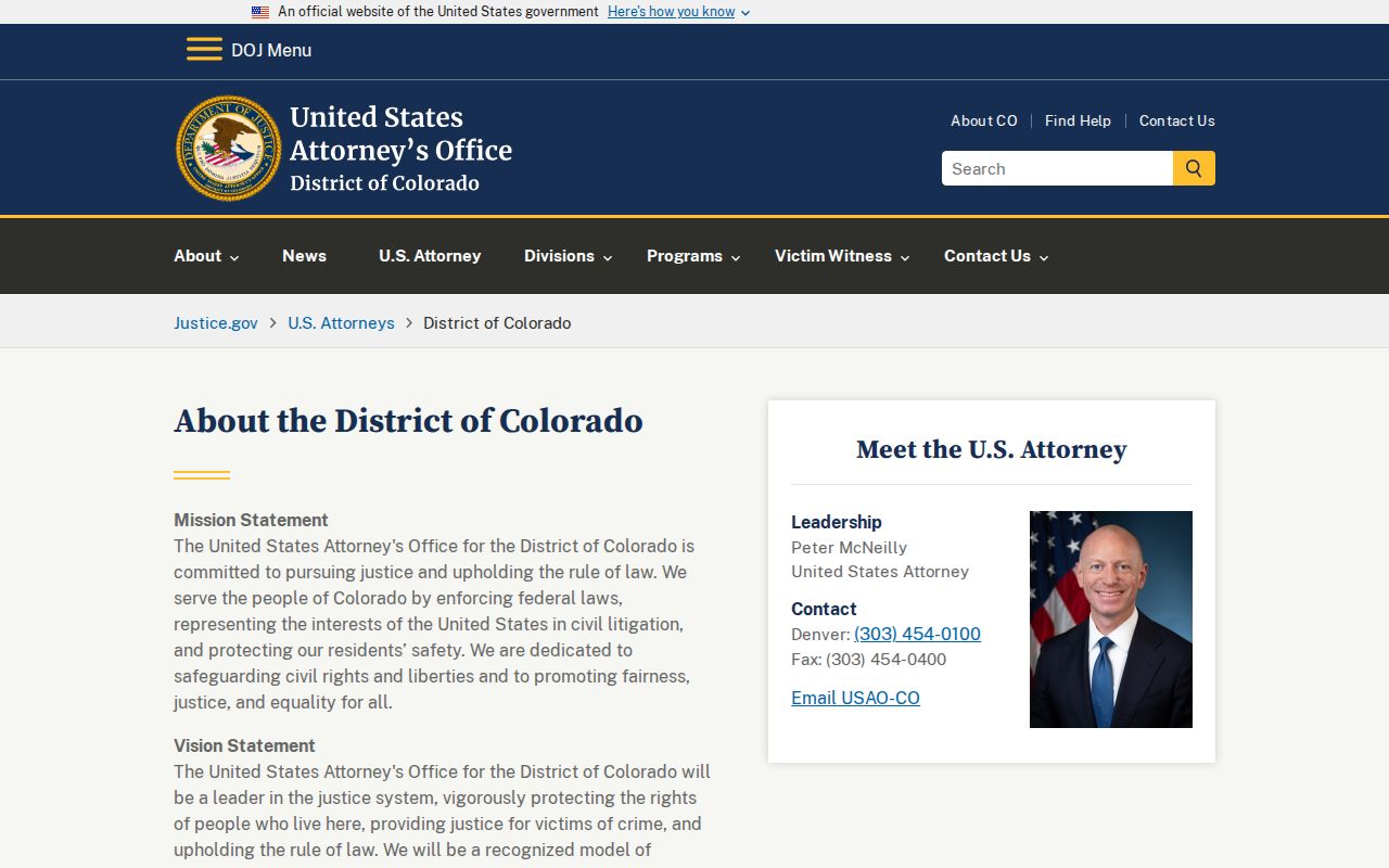 Hinsdale County arrest records and court charges U.S. Attorney District of Colorado