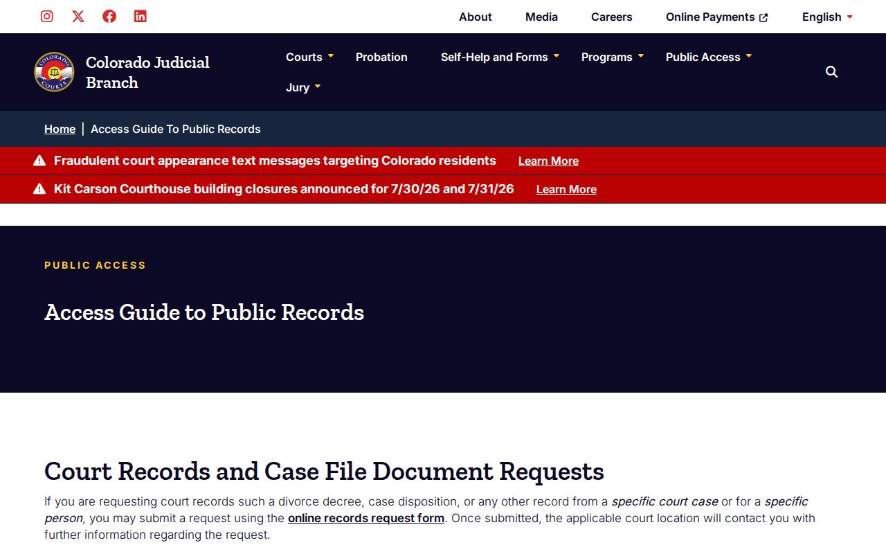 Hinsdale County court records public access guide